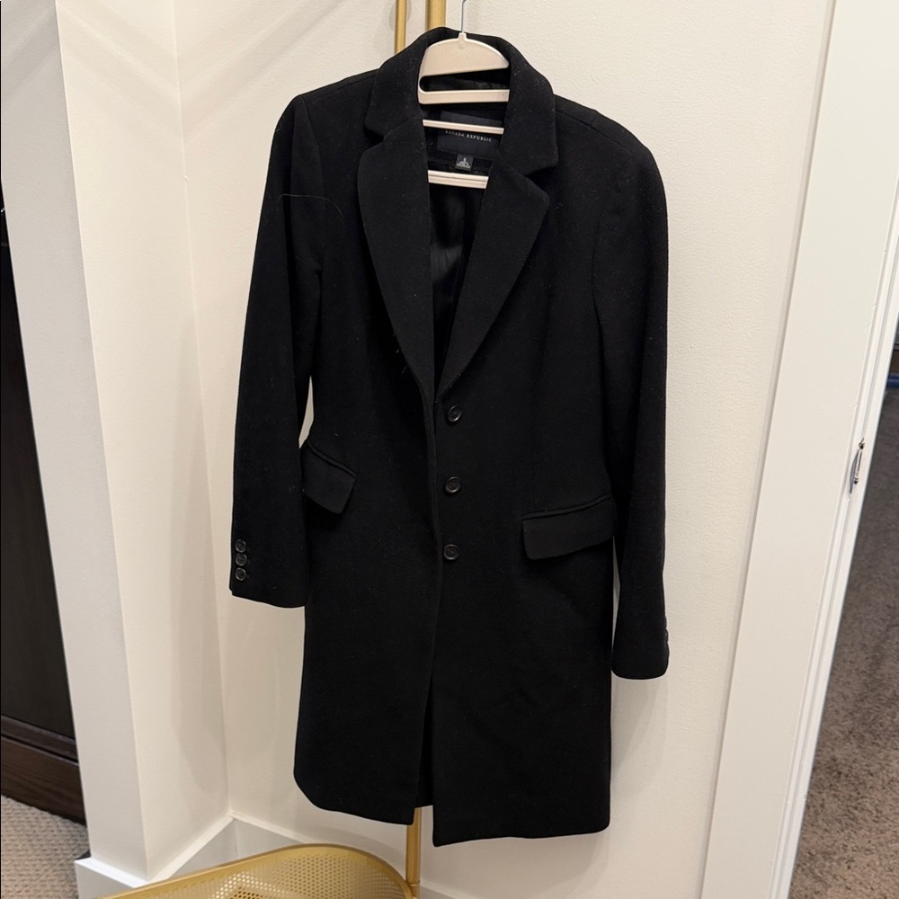 Banana Republic Black Wool Blend Pea Coat